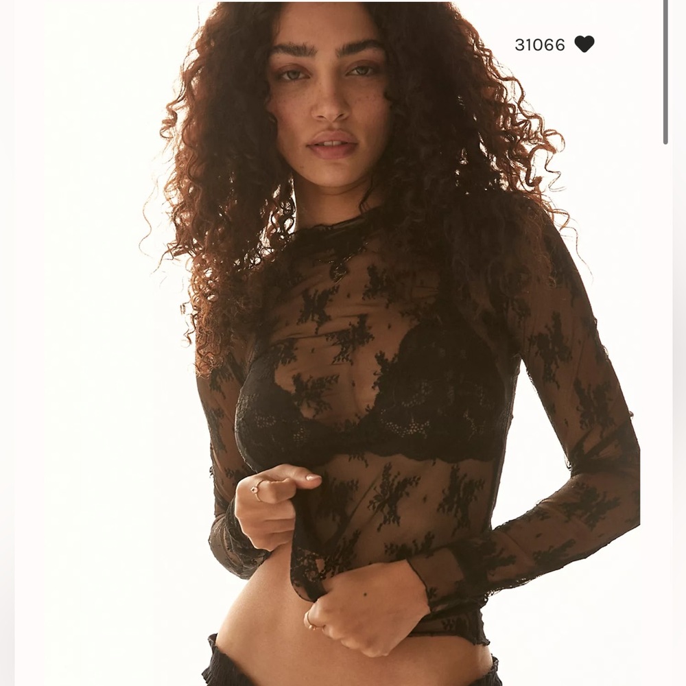 NWOT Free People Lady Lux Lace layering top